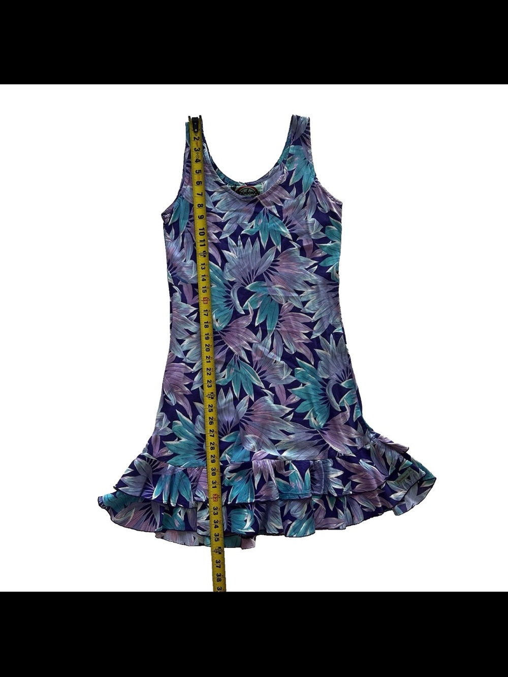 Rainbow Jo Ti Leaf Dress Womens S Knee Length Ruffle Hem Tropical Vacation Luau - Picture 6 of 8